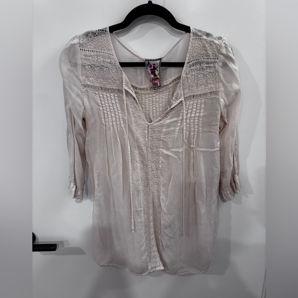 Johnny Was Beige Sheer Tunic
